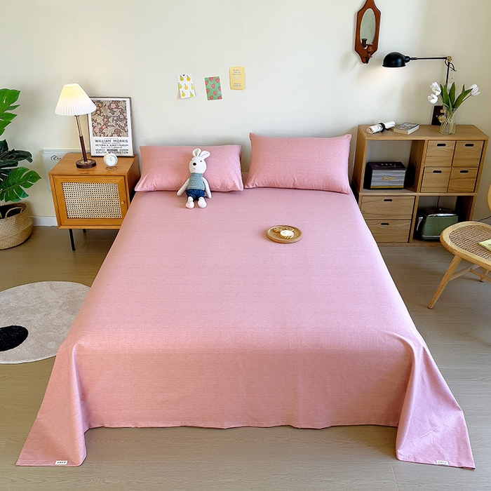 91家纺网 家纺一手货源 找家纺 芃成家纺 2024新款老粗布床单款 粉玉