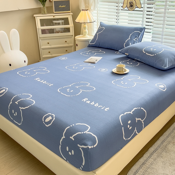 91家纺网 家纺一手货源 找家纺 芃成 2024新款老粗布床笠款 总1 乖萌兔