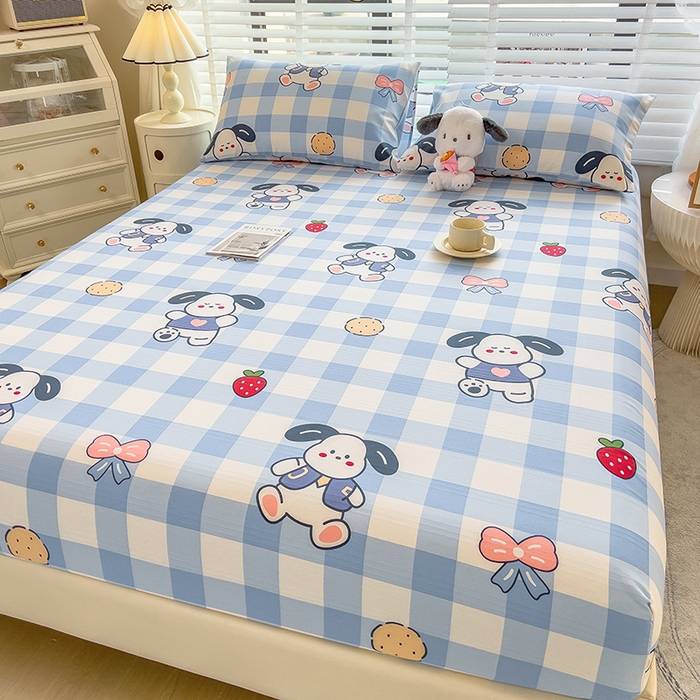 91家纺网 家纺一手货源 找家纺 芃成 2024新款老粗布床笠款 总1 布丁狗