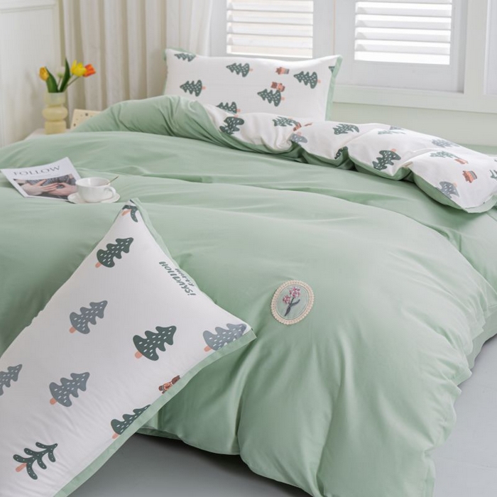 91家纺网 家纺一手货源 找家纺 优姿家纺 新款纯棉长绒棉小清新ins风印花四件套-系列一 梦幻城堡