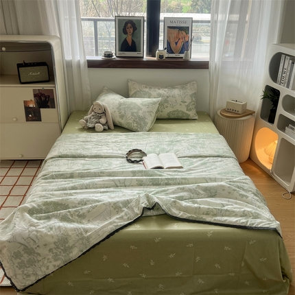 HL原创 2024新款全棉法式大豆被夏被 XB-绿色心情