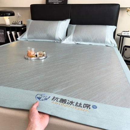 91家纺网 家纺一手货源 找家纺 （总）印季 2025新款5A级抗菌加厚绣花冰丝席-流星雨