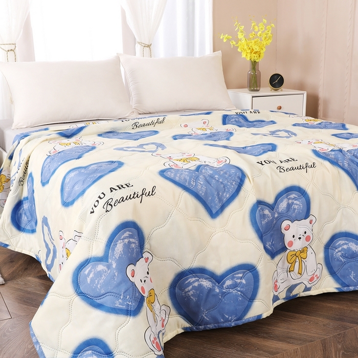 91家纺网 家纺一手货源 找家纺 钻石绒便宜夏被夏凉被空调被超声波压花礼品直播供应链引流爆款 爱心熊