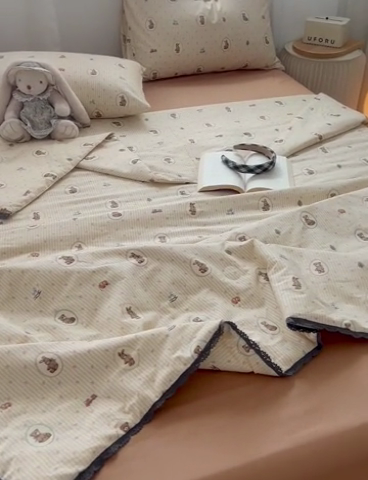 91家纺网 家纺一手货源 找家纺 HL原创 2024新款全棉法式大豆被夏被 XB-玩偶熊