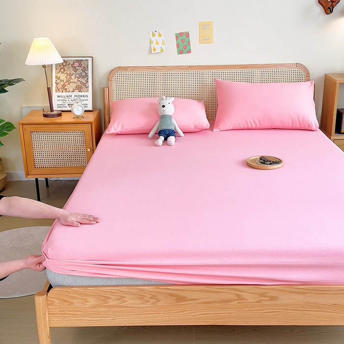 91家纺网 家纺一手货源 找家纺 芃成 2024新款老粗布床笠款 总2 少女粉