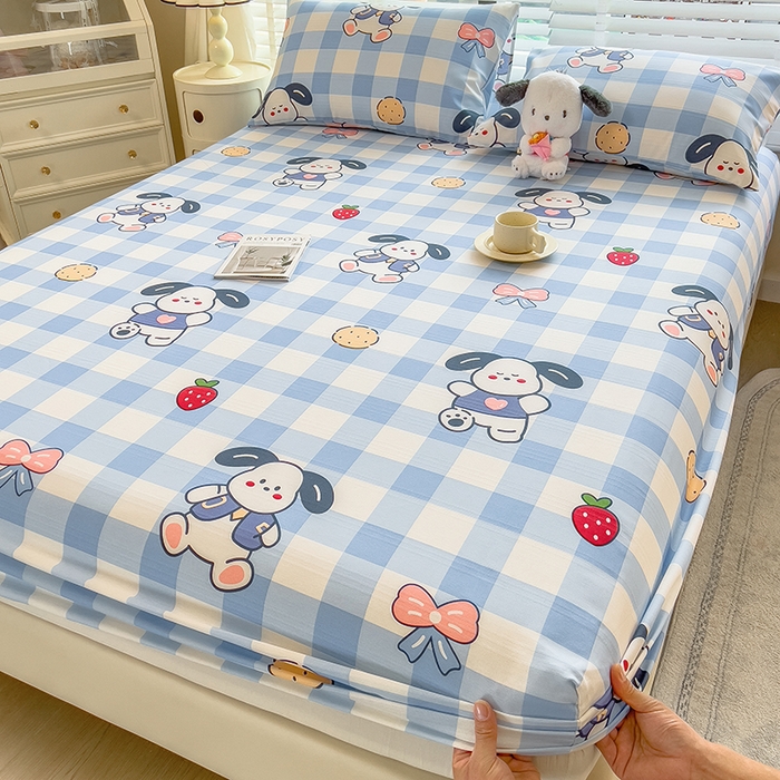 91家纺网 家纺一手货源 找家纺 芃成 2024新款老粗布床笠款 总1 布丁狗