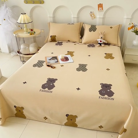 91家纺网 家纺一手货源 找家纺 卡普家居 2024新款全棉磨毛加厚四件套系列-单床单 欧尼熊