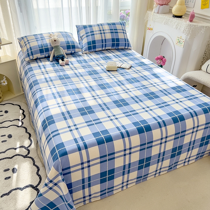 91家纺网 家纺一手货源 找家纺 芃成家纺 2024新款老粗布床单款 简约格调-蓝