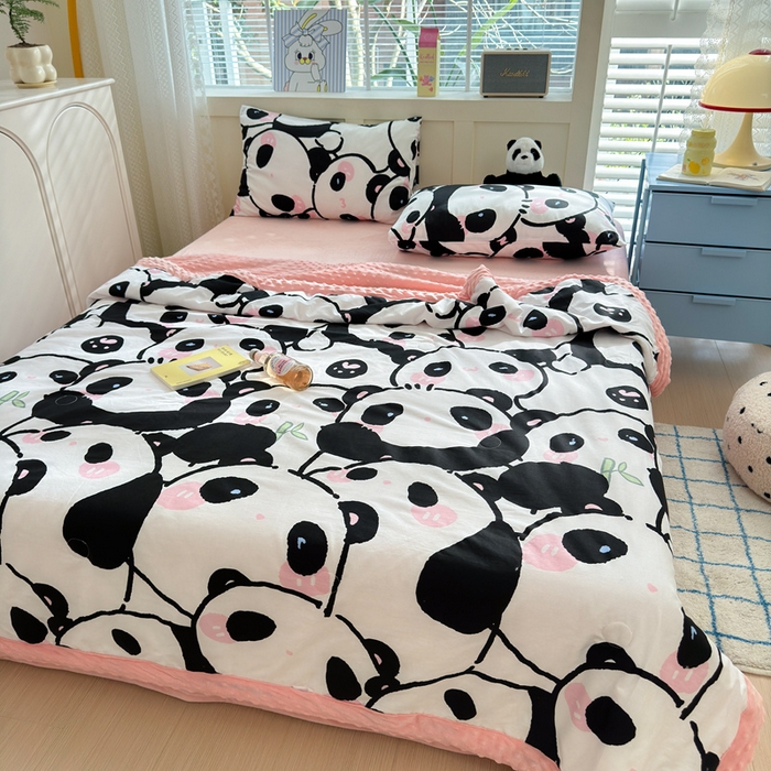 91家纺网 家纺一手货源 找家纺 花伞家居 2024新款全棉豆豆绒大豆夏被春秋被 夏被-软软潘达