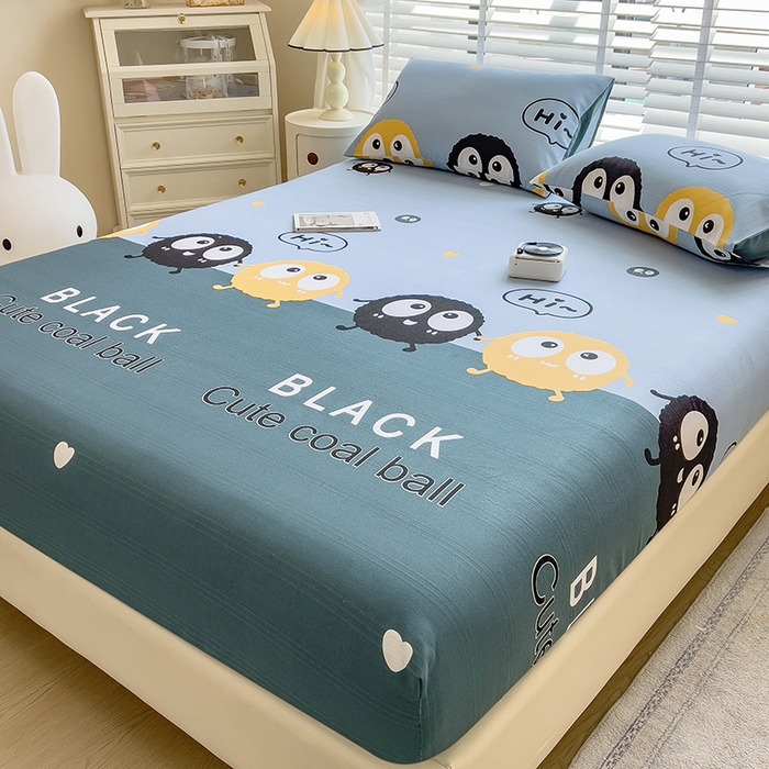 91家纺网 家纺一手货源 找家纺 芃成 2024新款老粗布床笠款 总1 煤球动漫