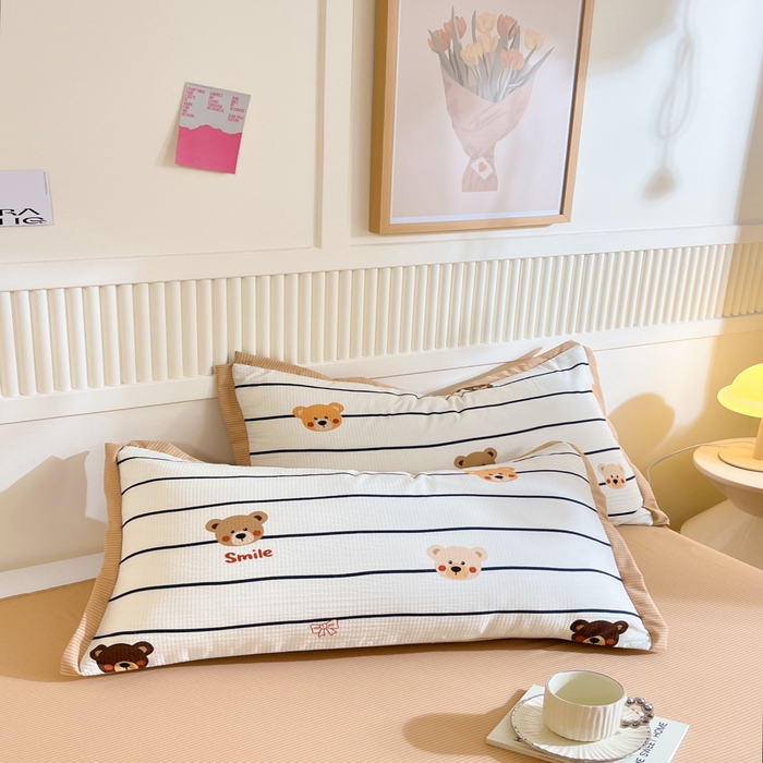 91家纺网 家纺一手货源 找家纺 2024新款泡泡棉小缺角工艺夏被四件套 米拉熊