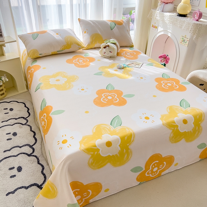 91家纺网 家纺一手货源 找家纺 芃成家纺 2024新款老粗布床单款 玛奇朵-桔