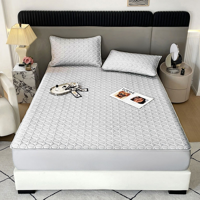 91家纺网 家纺一手货源 找家纺 米帛家纺 2024新款莱赛尔天丝乳胶（1cm）凉席系列 格调灰-床笠款