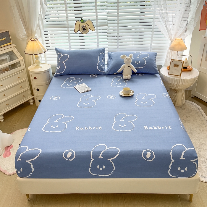 91家纺网 家纺一手货源 找家纺 芃成 2024新款老粗布床笠款 总1 乖萌兔