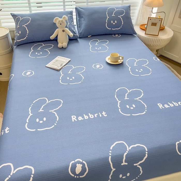 91家纺网 家纺一手货源 找家纺 芃成 2024新款老粗布床笠款 总1 乖萌兔