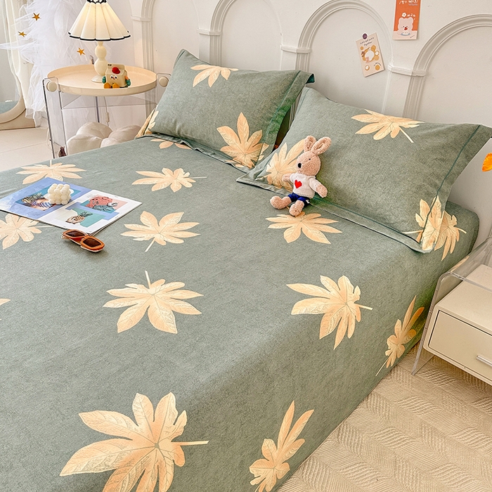 91家纺网 家纺一手货源 找家纺 卡普家居 2024新款全棉磨毛加厚四件套系列-单床单 枫叶絮