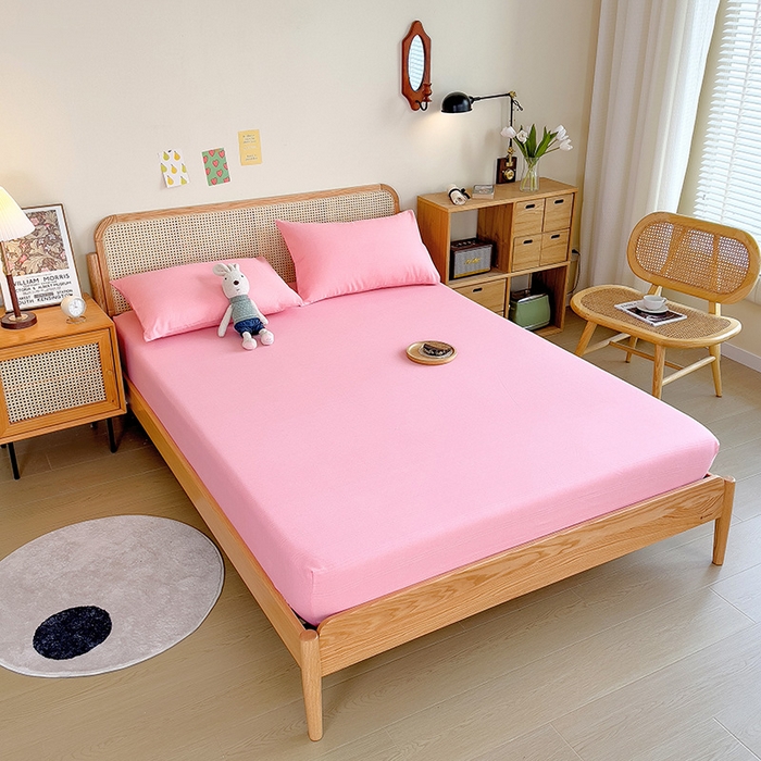 91家纺网 家纺一手货源 找家纺 芃成 2024新款老粗布床笠款 总2 少女粉