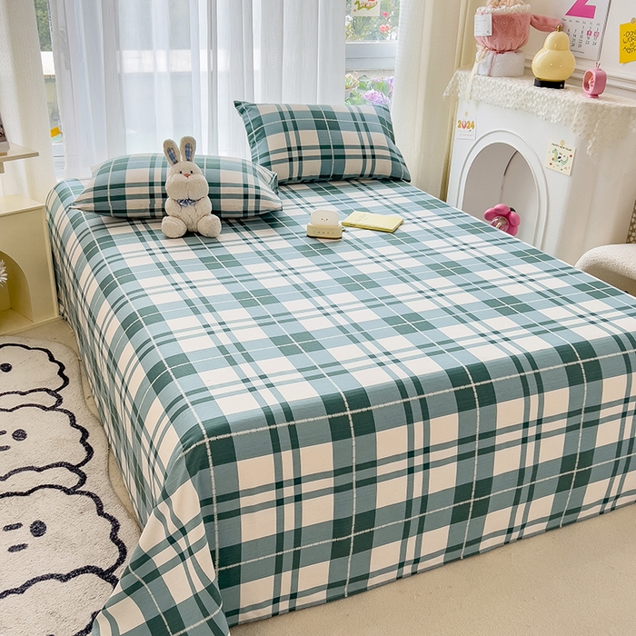 91家纺网 家纺一手货源 找家纺 芃成家纺 2024新款老粗布床单款 简约格调-绿