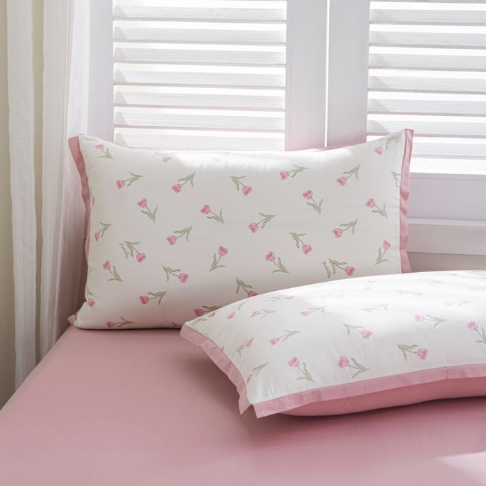 91家纺网 家纺一手货源 找家纺 优姿家纺 新款纯棉长绒棉小清新ins风印花四件套-系列一 堇色