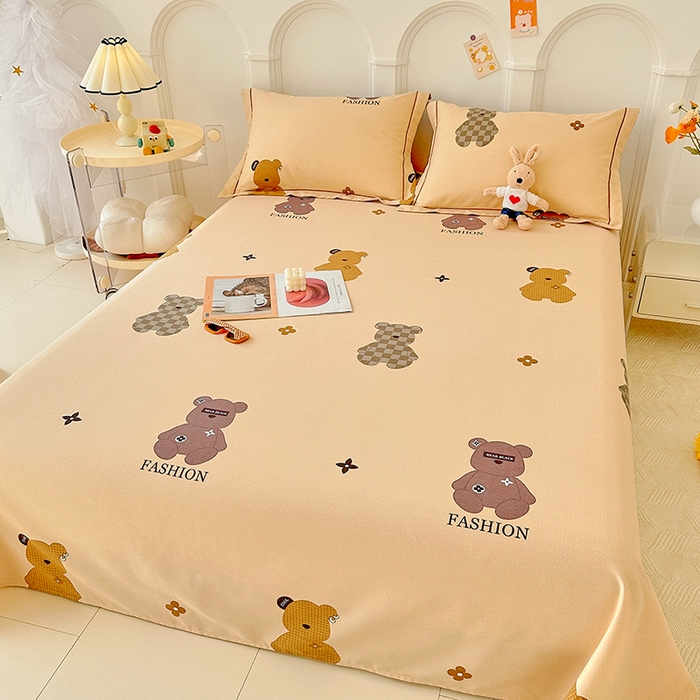 91家纺网 家纺一手货源 找家纺 卡普家居 2024新款全棉磨毛加厚四件套系列-单床单 欧尼熊