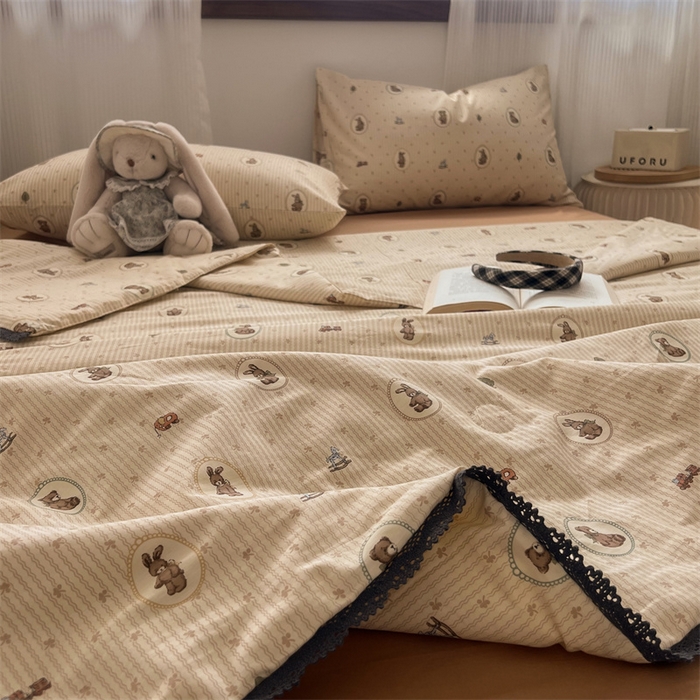 91家纺网 家纺一手货源 找家纺 HL原创 2024新款全棉法式大豆被夏被 XB-玩偶熊