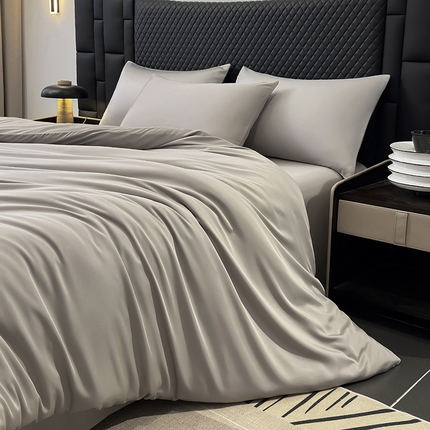 91家纺网 家纺一手货源 找家纺 直播爆款A类轻奢60S莱赛尔天丝四件套真丝四件套 山灰