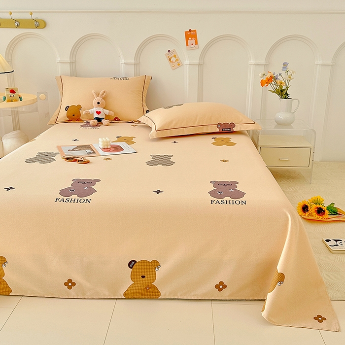 91家纺网 家纺一手货源 找家纺 卡普家居 2024新款全棉磨毛加厚四件套系列-单床单 欧尼熊