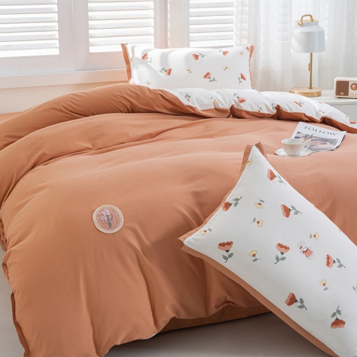 91家纺网 家纺一手货源 找家纺 优姿家纺 新款纯棉长绒棉小清新ins风印花四件套-系列一 花香兔