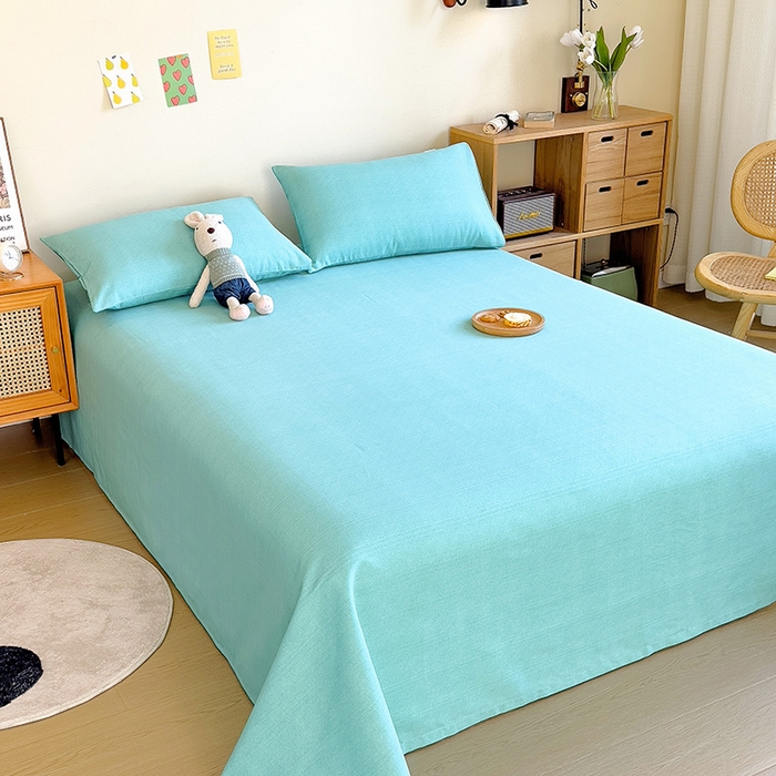 91家纺网 家纺一手货源 找家纺 芃成家纺 2024新款老粗布床单款 总2 水蓝