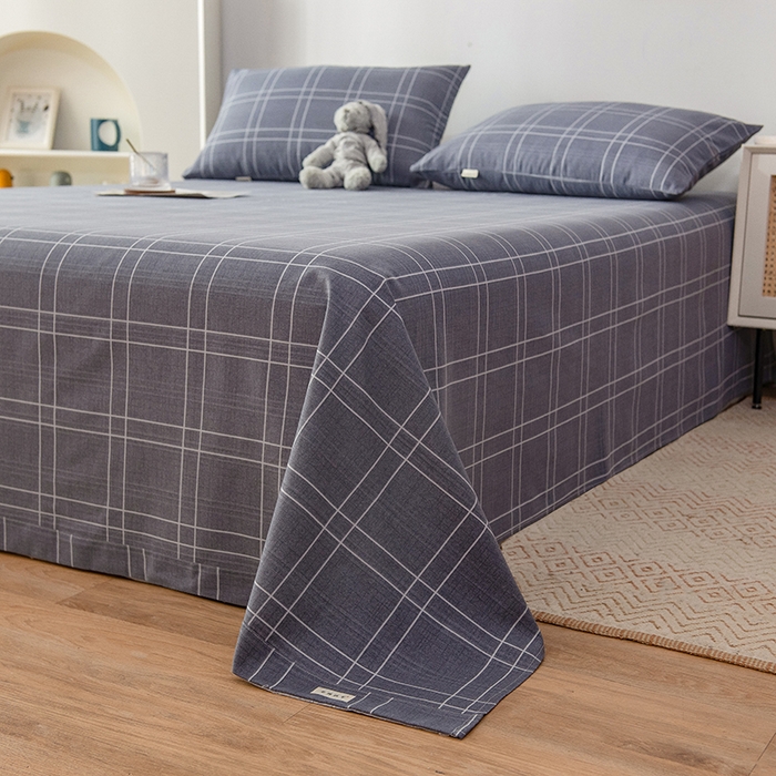 91家纺网 家纺一手货源 找家纺 芃成 2024新款老粗布床笠款 总1 格子控