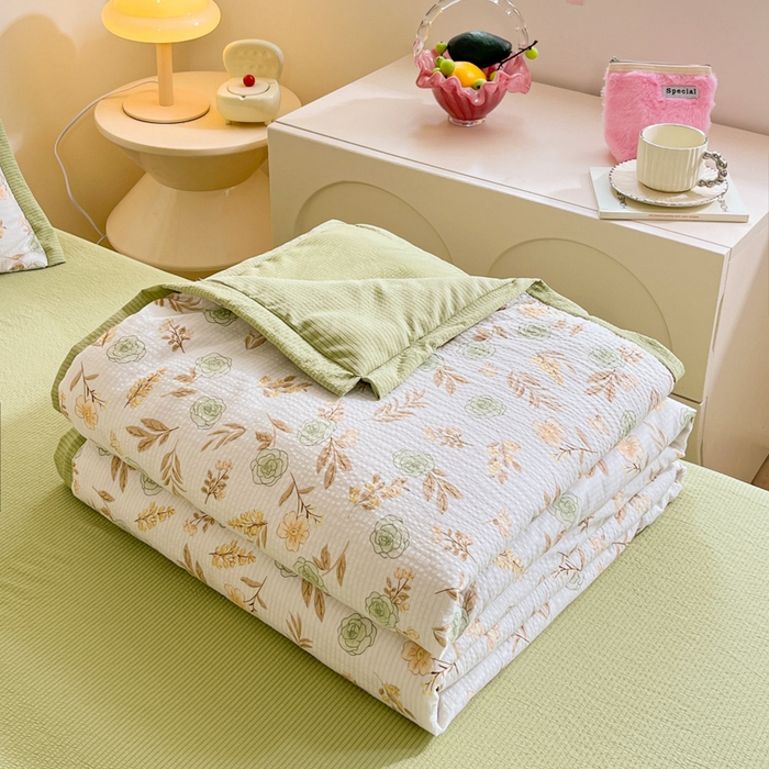 91家纺网 家纺一手货源 找家纺 2024新款泡泡棉小缺角工艺夏被四件套 艾瑞