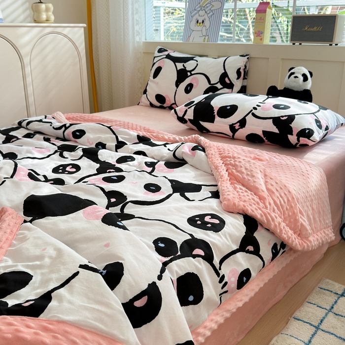 91家纺网 家纺一手货源 找家纺 花伞家居 2024新款全棉豆豆绒大豆夏被春秋被 夏被-软软潘达