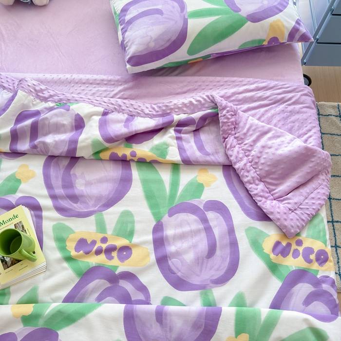 91家纺网 家纺一手货源 找家纺 花伞家居 2024新款全棉豆豆绒大豆夏被春秋被 夏被-浓情郁金香