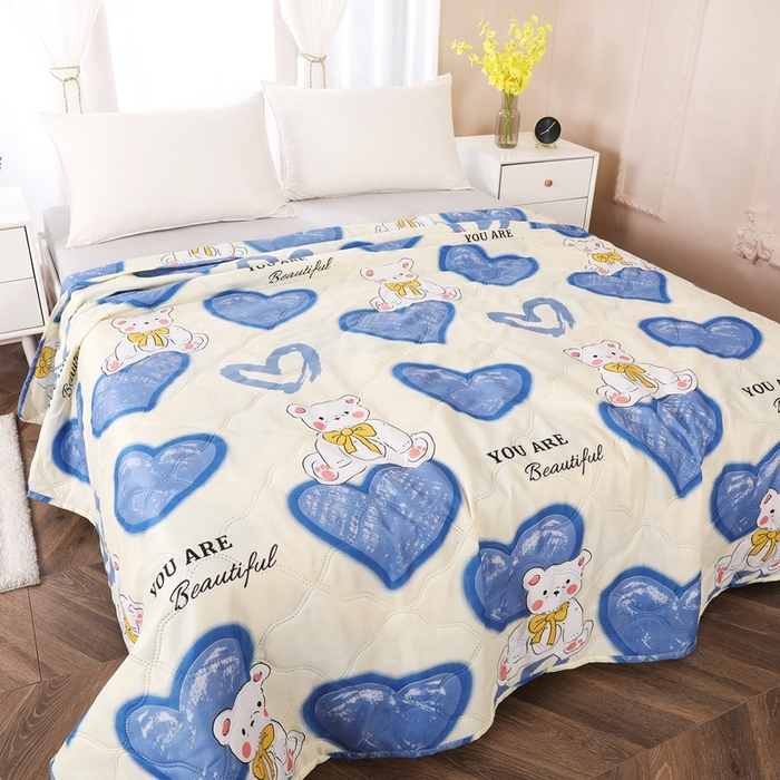 91家纺网 家纺一手货源 找家纺 钻石绒便宜夏被夏凉被空调被超声波压花礼品直播供应链引流爆款 爱心熊