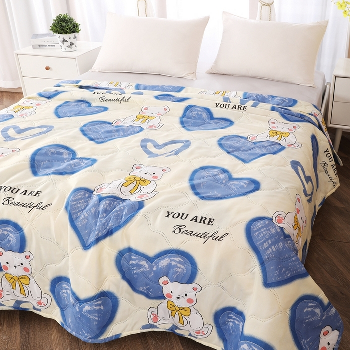 91家纺网 家纺一手货源 找家纺 钻石绒便宜夏被夏凉被空调被超声波压花礼品直播供应链引流爆款 爱心熊