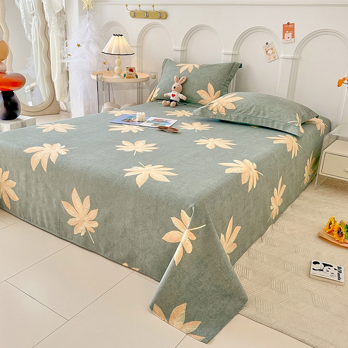 91家纺网 家纺一手货源 找家纺 卡普家居 2024新款全棉磨毛加厚四件套系列-单床单 枫叶絮