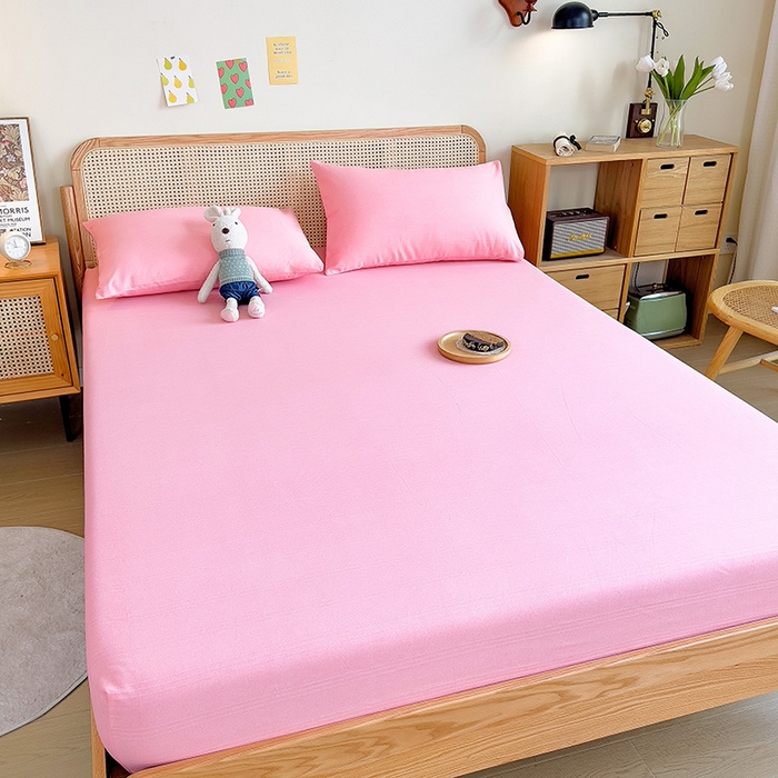 91家纺网 家纺一手货源 找家纺 芃成 2024新款老粗布床笠款 总2 少女粉