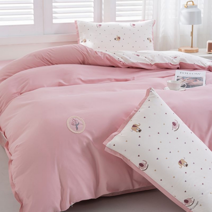 91家纺网 家纺一手货源 找家纺 优姿家纺 新款纯棉长绒棉小清新ins风印花四件套-系列一 象北鼻