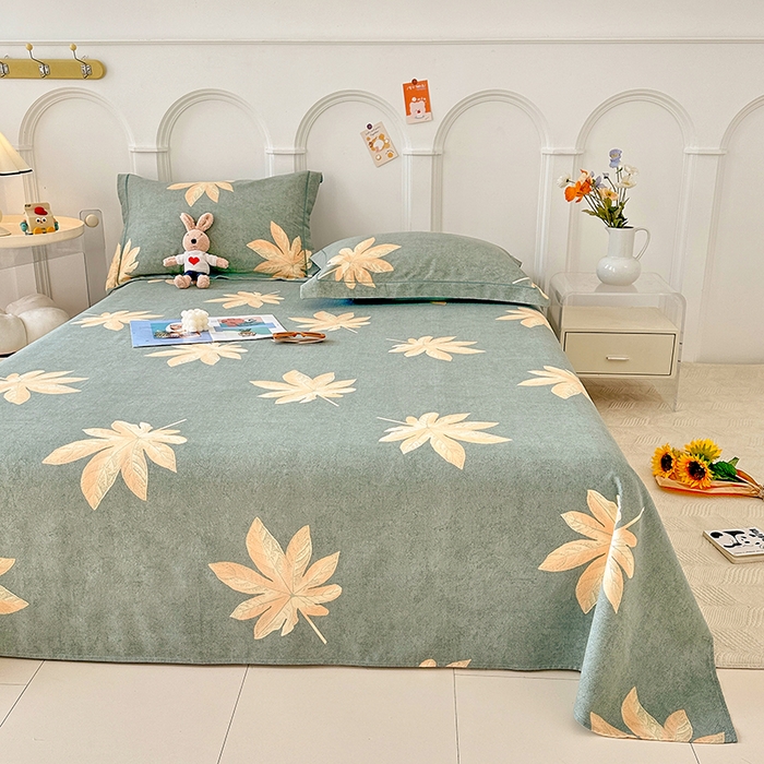 91家纺网 家纺一手货源 找家纺 卡普家居 2024新款全棉磨毛加厚四件套系列-单床单 枫叶絮