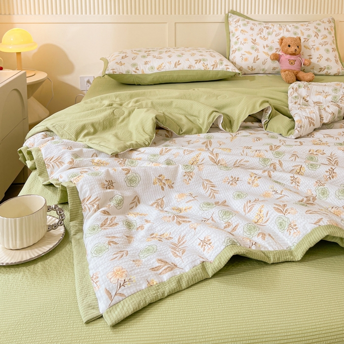 91家纺网 家纺一手货源 找家纺 2024新款泡泡棉小缺角工艺夏被四件套 艾瑞