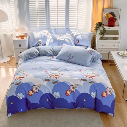 91家纺网 家纺一手货源 找家纺 （总）金鑫汇家纺 2024新款全棉纯棉卡通印花四件套单品系列-单被套