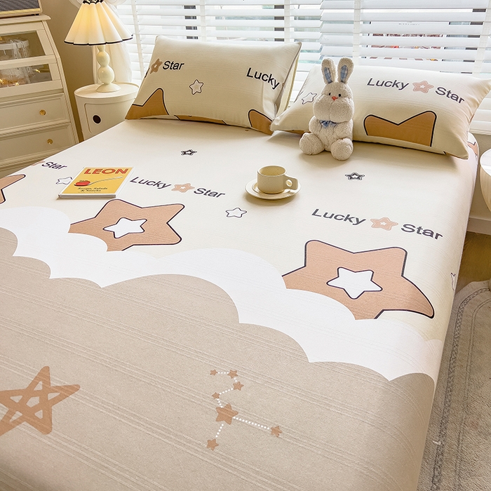 91家纺网 家纺一手货源 找家纺 芃成 2024新款老粗布床笠款 总1 灿烂星空-咖