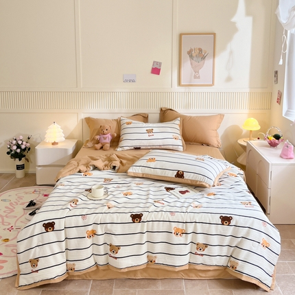 91家纺网 家纺一手货源 找家纺 （总）2024新款泡泡棉小缺角工艺夏被四件套