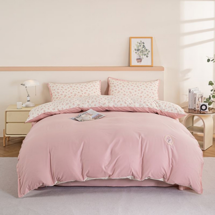 91家纺网 家纺一手货源 找家纺 优姿家纺 新款纯棉长绒棉小清新ins风印花四件套-系列二 清语