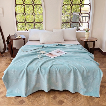 91家纺网 家纺一手货源 找家纺 恋佳居  2025新款牛奶绒压花复合毛毯-剪花款 绿色