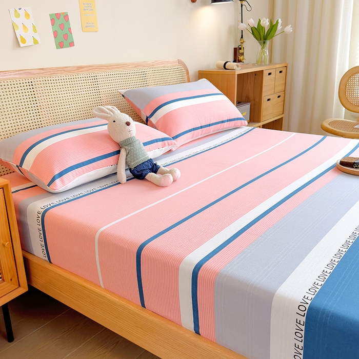 91家纺网 家纺一手货源 找家纺 芃成 2024新款老粗布床笠款 总1 爱丽丝 粉