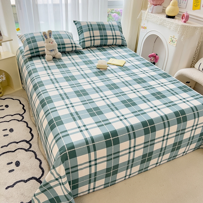 91家纺网 家纺一手货源 找家纺 芃成家纺 2024新款老粗布床单款 简约格调-绿