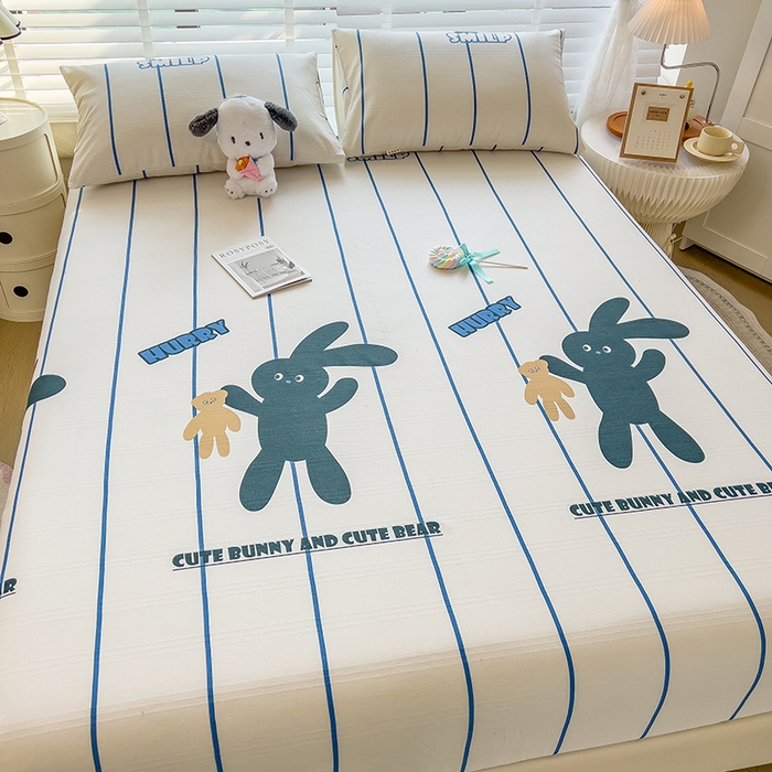 91家纺网 家纺一手货源 找家纺 芃成 2024新款老粗布床笠款 总1 宝贝兔