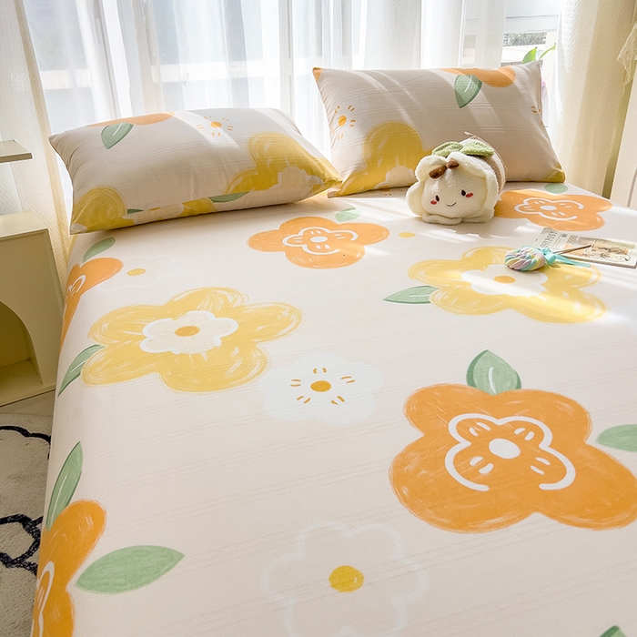 91家纺网 家纺一手货源 找家纺 芃成家纺 2024新款老粗布床单款 玛奇朵-桔