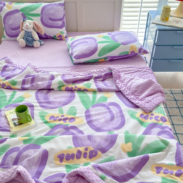 91家纺网 家纺一手货源 找家纺 花伞家居 2024新款全棉豆豆绒大豆夏被春秋被 夏被-浓情郁金香